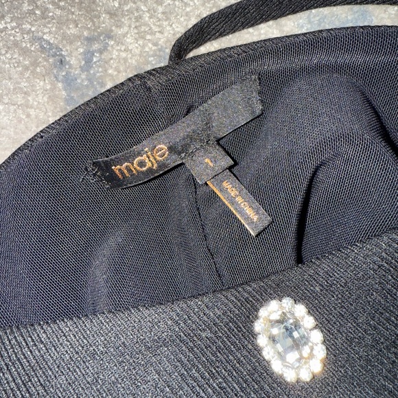 Maje Lifly Black Embellished Women's Crop Top - Picture 3 of 5